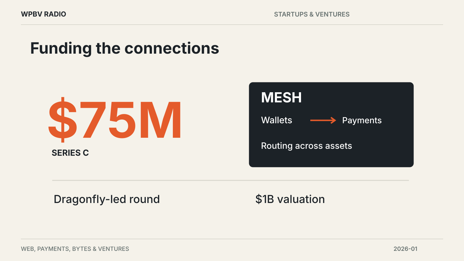 Funding the connections — diagram for Mesh Raises $75 Million for Crypto Payment Routing