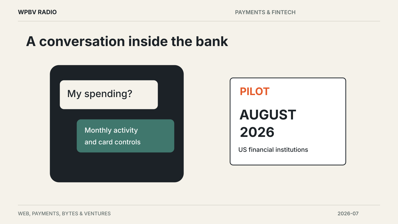 A conversation inside the bank — diagram for Visa Plans an AI Financial Assistant for Bank Apps